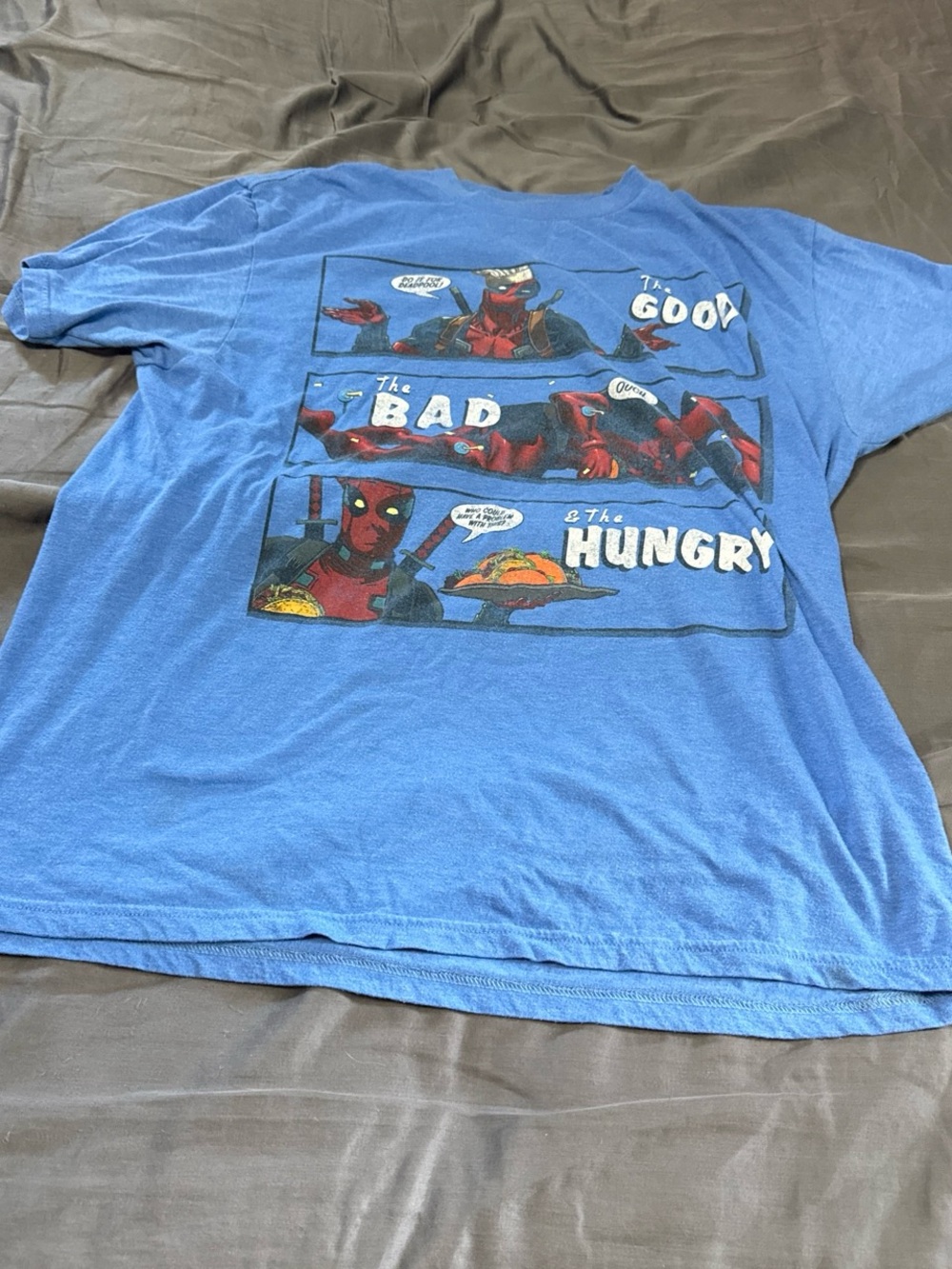 Marvel Blue Deadpool Graphic Tee - The Good The Bad The Hungry